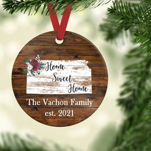 Kansas Family Christmas Ornament - Kansas Home Ornament - Rustic Ornament - Kansas Ornament - New Home Ornament - Family State Ornament
