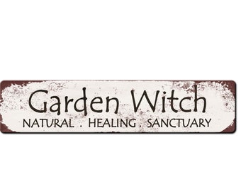 Garden Witch Metal Garden Sign - garden gate sign - medicinal herb sign - cottage garden sign - herbalist gardener gift - Garden décor