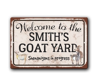 Personalized Goat Yard Sign - Vintage Rust Styled Goat Pen Décor - Custom Goat Barn Gift - Goat lover gift - Backyard Goats