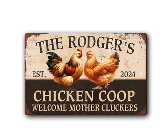 Chicken Coop welcome mother cluckers personalized sign -Chicken keeper gift - Hen house outdoor safe aluminum sign for chicken run
