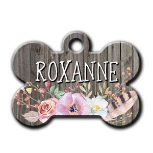 Rustic Dog tag for Dogs,Floral dog tag,Trendy pet tags,summer pet tag,Floral pet tag,Dog tags for dogs,Cute Pet Tag,Blue Fox Gifts,PET_164