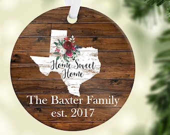 Texas Home Ornament - Family Christmas Ornament - Rustic Ornament - Texas State Ornament - New Home Ornament - Family State Ornament