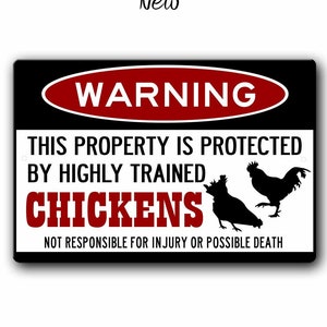 Funny Chicken Coop Sign, Funny Warning Sign for Chickens, Backyard Chicken Lover Gift, Homesteader sign, funny farm sign, Chicken yard sign New style