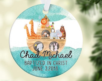 Personalized Baptism Ornament| Noah&#39;s ark ornament| Baptism Baby Ornament| Baptism keepsake| Custom baptism gift| Gift for grandchild