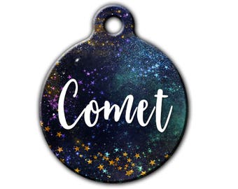 Star Pet Tag- Galaxy pet tag- Gold pet tag- Space Pet Tag- dog tag for dogs- Girl Pet tag- Pet Collar tag- Cat id tag- dog id tag