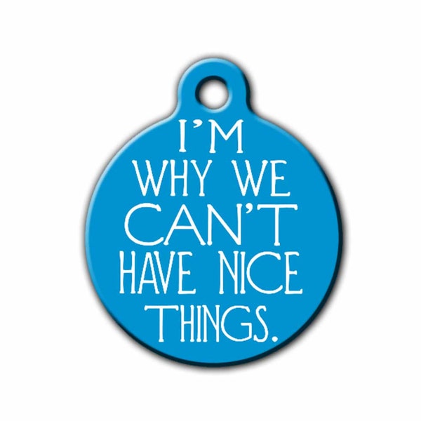 Funny Pet Tag, Dog ID,Im why we can't have nice things,Personalized Pet tag,ID tag,cute Dog tag,USA made, Michigan,Blue Fox Gifts