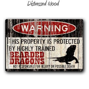 Bearded Dragons Sign,Funny Metal Signs,Bearded Dragon accessories,lizard Warning Sign,Pet Gift, Small Pet,Metal Sign
