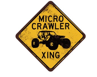 Micro Crawler RC Crossing metal sign - RC Shop Décor - Radio Controlled Crawler Gift - RC Room Crawler Sign - Man Cave Sign - Crawler Course