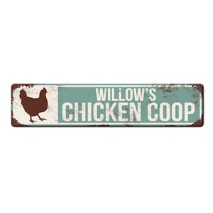 Personalized Chicken Coop Sign - Backyard Chicken Gift - Cute Chicken Coop Décor - Weather resistant Metal Street Sign - Chicken lover
