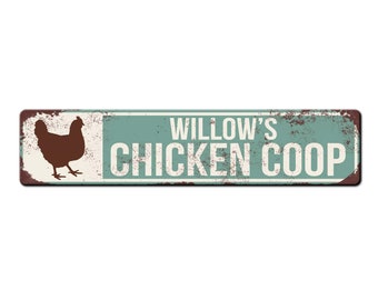 Personalized Chicken Coop Sign - Backyard Chicken Gift - Cute Chicken Coop Décor - Weather resistant Metal Street Sign - Chicken lover