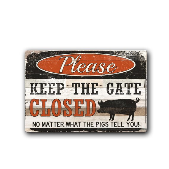 Pigs Warning Sign Home & Living Wall Hangings Pig Sign Barn fence warning sign Keep Gate ...