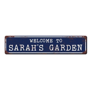 Personalized Garden Sign Custom garden gate sign Gardener friend gift Kids garden sign Master gardener gift Garden décor Blue