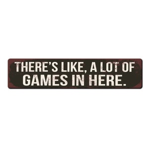 Funny Games Room Sign - Gamer Cave Sign - Family Game Room - Kids Game Room Sign - Metal Game Sign - Boardgame Lover Gift