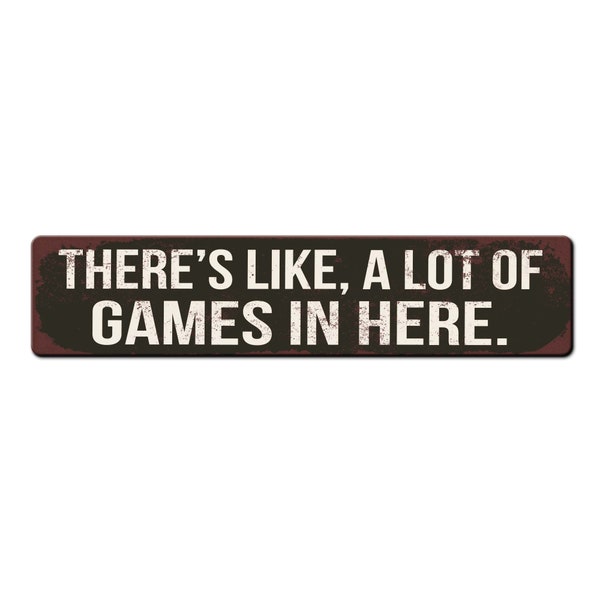 Funny Games Room Sign - Gamer Cave Sign - Family Game Room - Kids Game Room Sign - Metal Game Sign - Boardgame Lover Gift