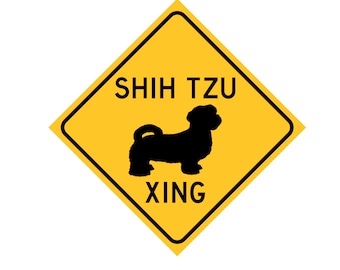 Shih Tzu Crossing Sign - Shih Tzu Décor - Shih Tzu Owner Gift - Cute Shih Tzu Sign - Funny Shih Tzu Owner Gift - Shih Tzu Kennel Accessories
