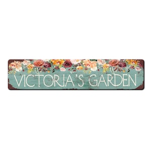 Personalized Floral Garden Gate Outdoor Metal Sign - Custom Floral Garden Sign - Gardener Gift for Friend - Garden Gift - Cute Garden Décor