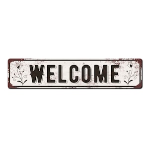 Welcome Entrance Floral Rustic Farmhouse Door Entryway Sign - Outdoor Entrance Sign - Guest Room Sign - Airbnb Sign - Small Business Signs