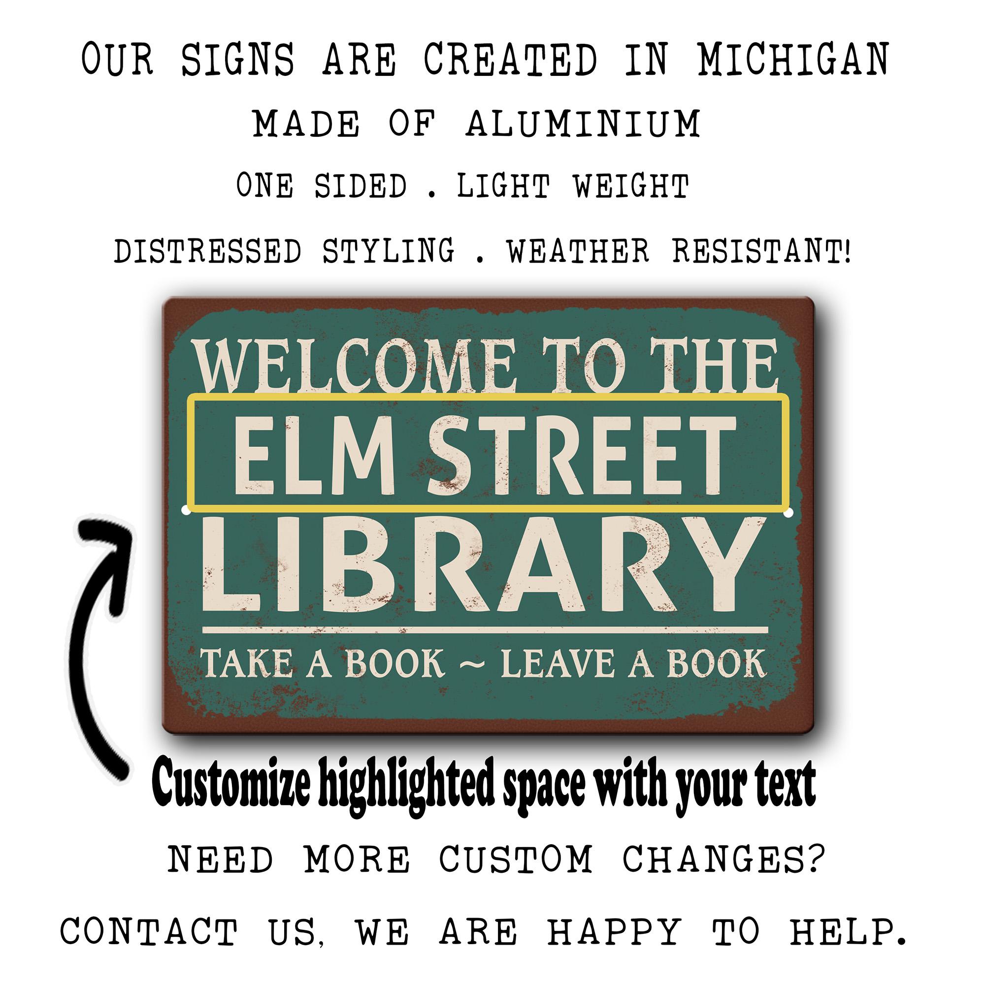 Custom Outdoor Library Metal Sign - Personalized Community Library ...