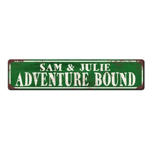 Camper Décor Personalized Adventure Bound Vintage Style Sign - Van life décor - RV Camper Accessories - Campground Sign - Camper Sign