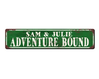 Camper Décor Personalized Adventure Bound Vintage Style Sign - Van life décor - RV Camper Accessories - Campground Sign - Camper Sign