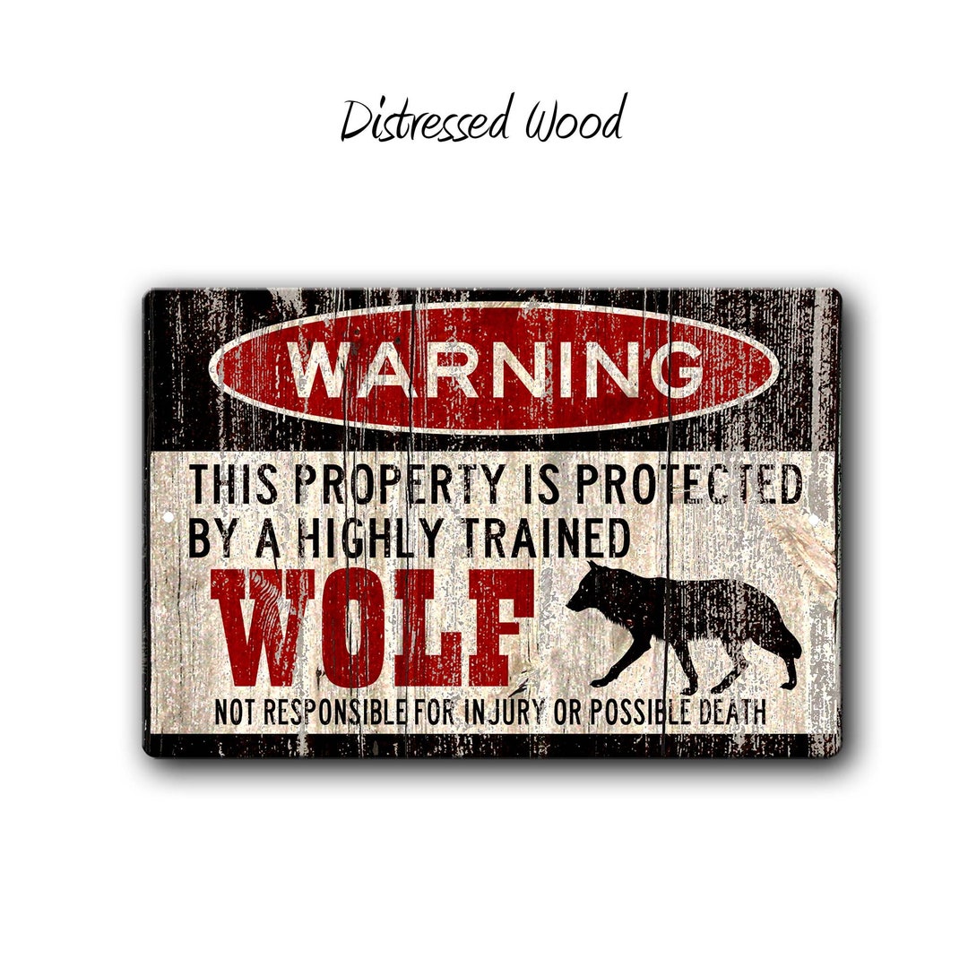 Wolf Warning Sign - Wolf Lover Gift - Cabin Yard Décor - Wolfdog Sign ...