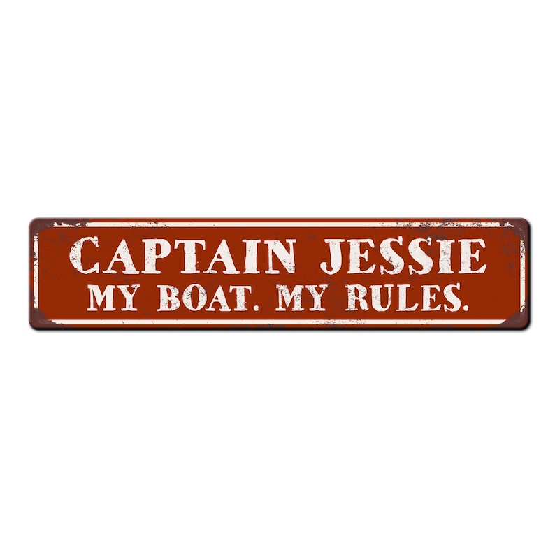 Personalized Custom Boat Captain Sign Funny Metal Sign My Boat My Rules Ship Sign Captain Gift New Boat Owner Gift Boat lover gift Red