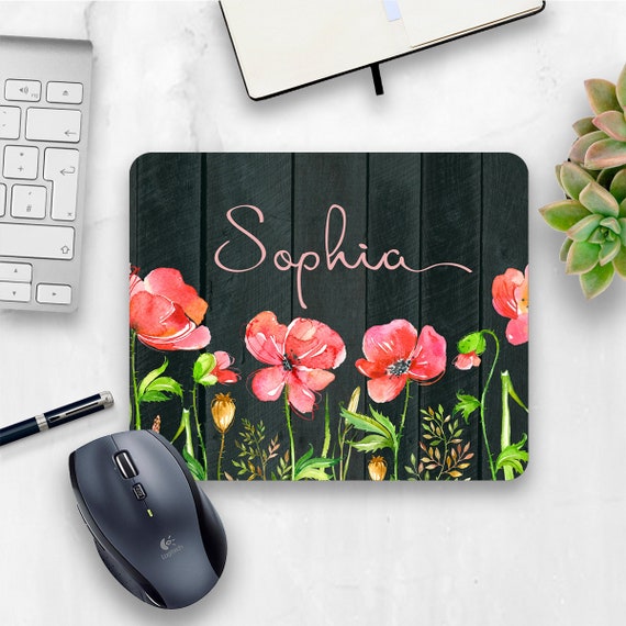Personalized Mouse Pad Red Poppies Office Decor Floral Etsy