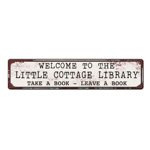 Cottage Library Sign - Reading community share library sign - Outdoor Library - book share club sign - Tiny library sign - booklovers sign