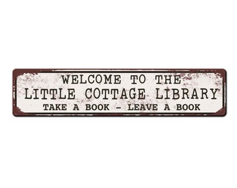 Cottage Library Sign - Reading community share library sign - Outdoor Library - book share club sign - Tiny library sign - booklovers sign