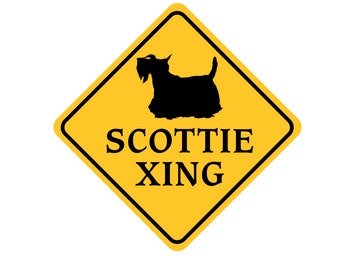 Scottie Dog Crossing Sign - Scottish terrier sign -  Cute Scottie Décor - Scottie Area Sign - Scottish terrier gate sign - Dog crate sign