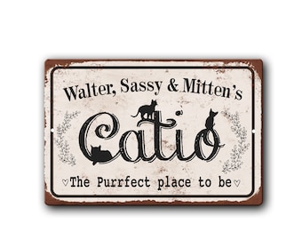Personalized Catio Sign - The Catio The Purrfect place to be - Cute Catio Sign - Vintage Rustic Style Cat Sign - Cat lover sign - Cat owner