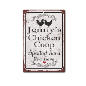 Personalized Cute Chicken Coop Sign Rustic Cottage Style Chicken Coop Decor - Custom Chicken Coop Door Sign - Chicken Run Sign - Cute Coop