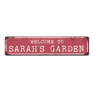 Personalized Garden Sign Custom garden gate sign Gardener friend gift Kids garden sign Master gardener gift Garden décor Pink