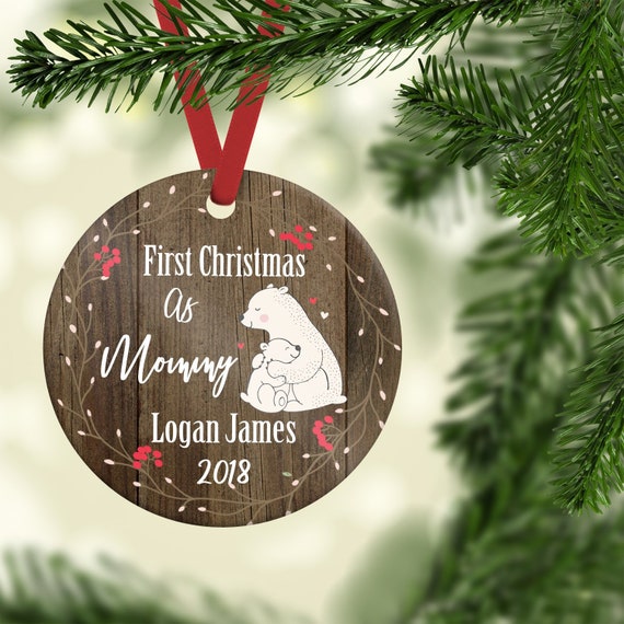 First Christmas as a Mama Bear Ornament, Personalized