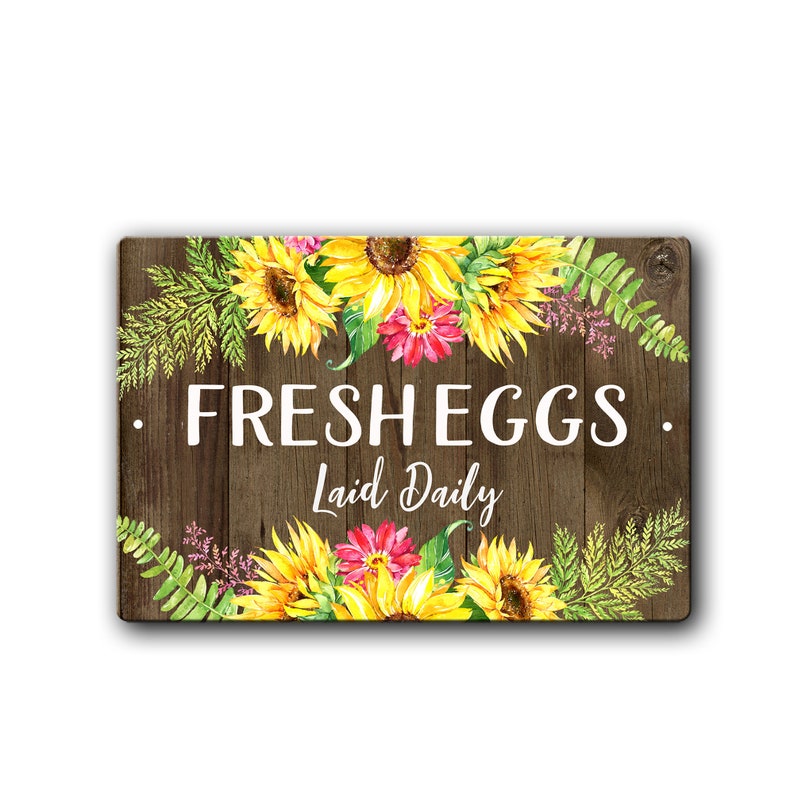 Fresh Eggs Chicken Sign Cute Chicken Coop Decor Chicken Lady Gift Chicken Coop Sign Floral Farmhouse Sign Sunflower Chicken Sign