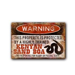 Kenyan Sand Boa Sign, Funny Metal Signs, Kenyan Sand Boa accessories, Snake Warning Sign, Pet Gift, exotic pet, Small Pet Metal Sign