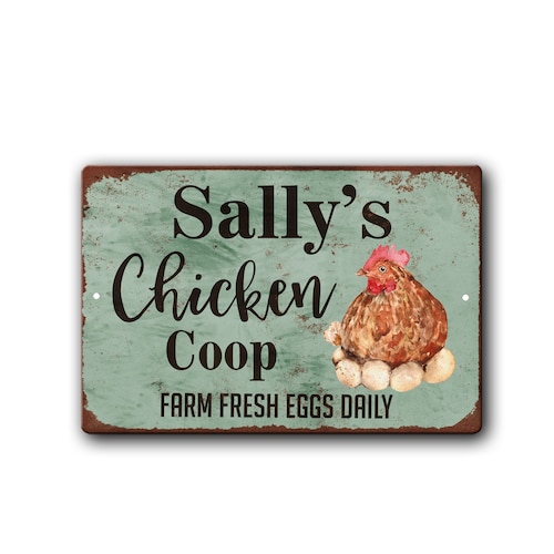 Personalized Chicken Coop Sign Vintage Rust Styled Chicken Etsy