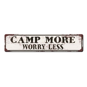 Camp More Worry Less Camper Décor Vintage Style Sign - Van life décor - RV Camper Accessories - Campground Sign - Camper Sign