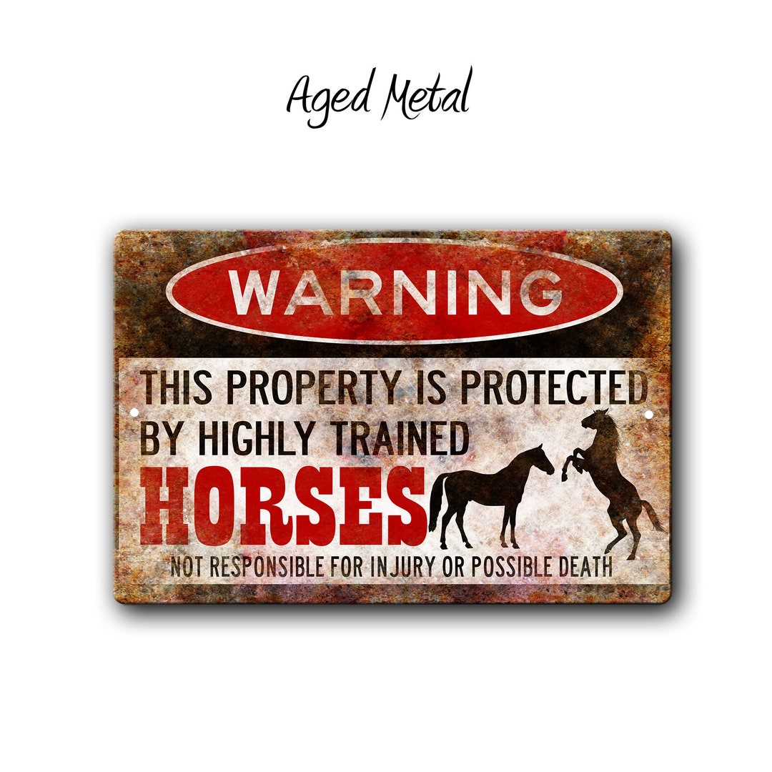 Horses Warning Sign,funny Metal Sign,equestrian Gift,funny Horse