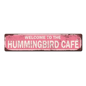 Hummingbird feeder sign - welcome to the hummingbird café - backyard songbird décor - Garden signs - birdwatcher gift - bird lover sign gift