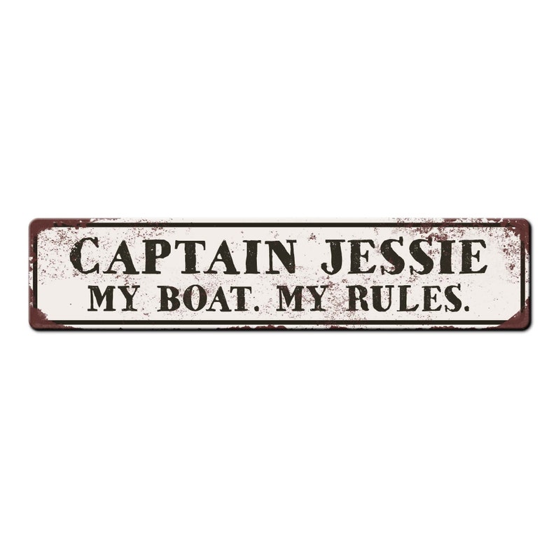 Personalized Custom Boat Captain Sign Funny Metal Sign My Boat My Rules Ship Sign Captain Gift New Boat Owner Gift Boat lover gift White