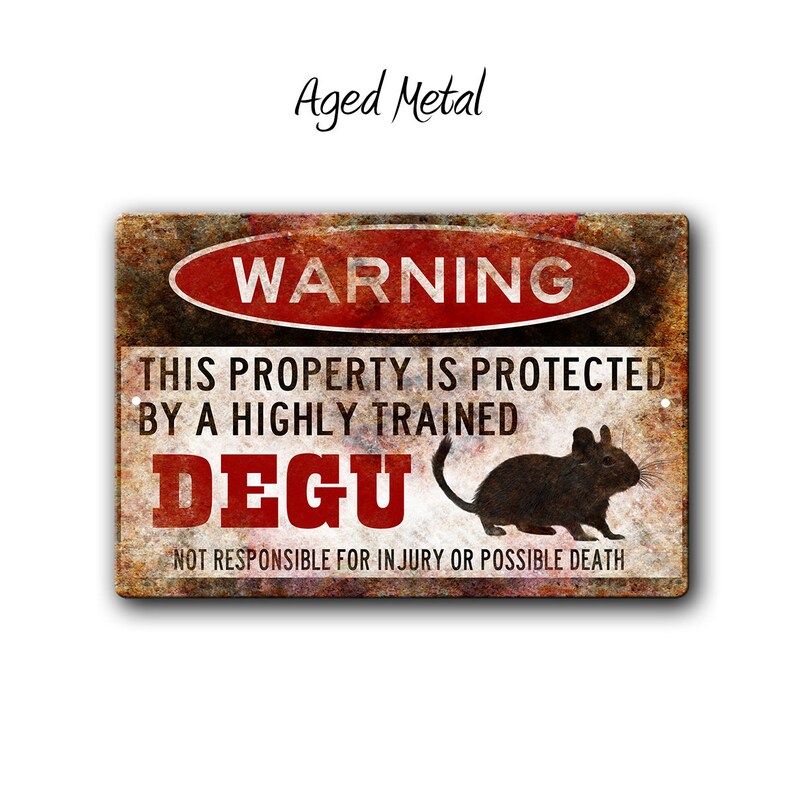 Degu Sign,Funny Metal Signs,Degu, Degu cage accessories, Pocket Pets, Small Animal Gifts, Warning Sign,Metal Sign Aged Metal