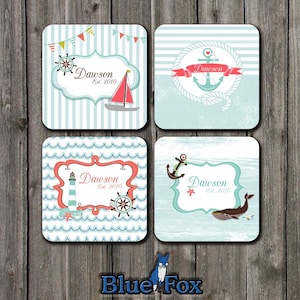 Personalized Coasters, Coaster set, Nautical coasters, House Warming gift, Beach house décor, Gift Under 25