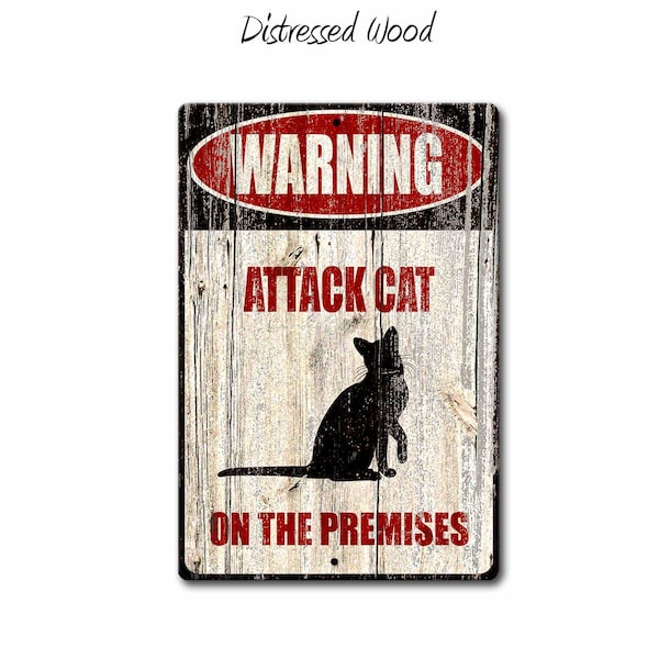 Funny metal Cat Sign,Funny Warning Sign,Cat Lover,Cat Warning Sign,Pet Gift,Cat Gift,Attack Cat,Cat Lady Sign