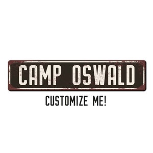 Custom Camp Sign - Personalized Aluminum Camp Sign - Camper Sign - Man Cave Military Sign - Bunker Sign - Play Shed Sign - Gift for him