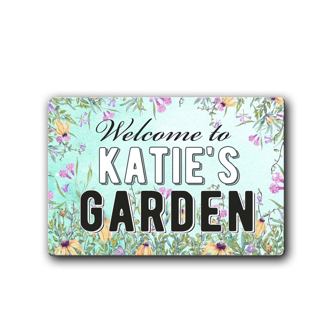 Personalized Spring Floral Garden Gate Sign Metal Weather Resistant