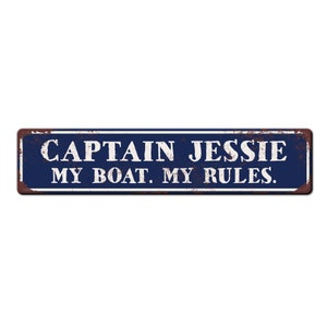 Personalized Custom Boat Captain Sign Funny Metal Sign My Boat My Rules Ship Sign Captain Gift New Boat Owner Gift Boat lover gift Blue