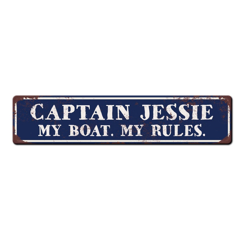 Personalized Custom Boat Captain Sign Funny Metal Sign My Boat My Rules Ship Sign Captain Gift New Boat Owner Gift Boat lover gift Blue