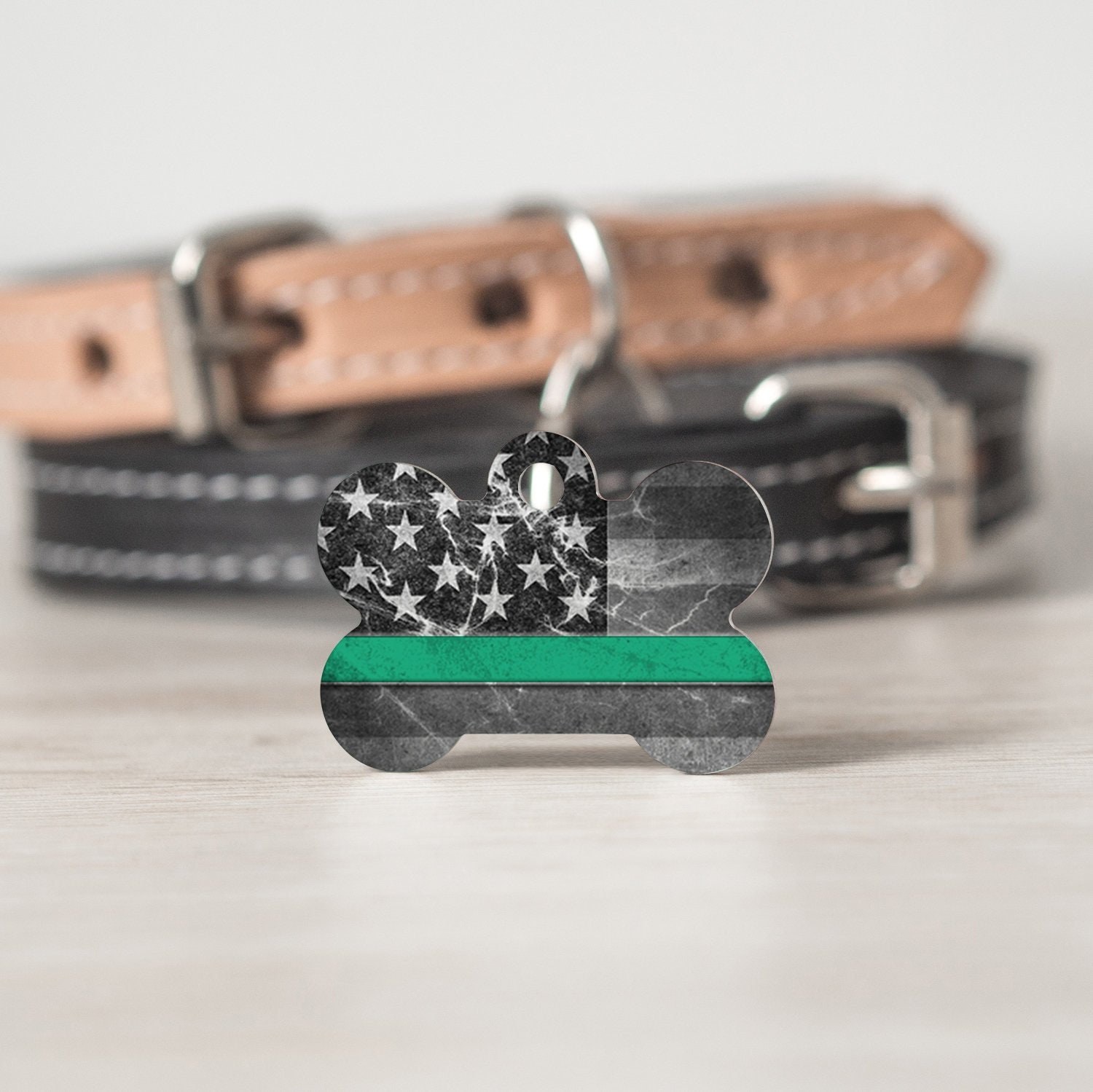 Thin Green Line pet Tag,Military Support Dog Id Tag,Army Pet Tag,Distressed Flag Pet Tag,metal Dog Tags,Bone Tag,Blue Fox Gifts