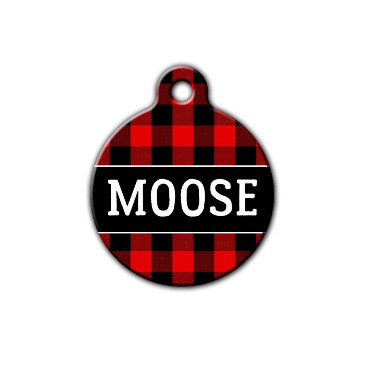 Buffalo Plaid Red and Black Dog Tag Personalized Dog Tag for Pet Custom Cat Tag Christmas Double Sided Dog Tag Plaid Pet Tag